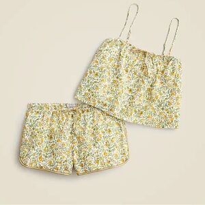 Camisole short set in floral vines linen cotton b